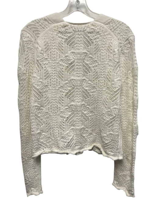 Vince Size L White Cotton Blend Long Sleeve Knit Button Up Cardigan White / L