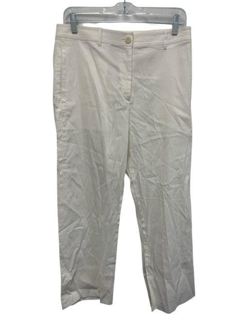 Theory Size 6 White Linen & Viscose High Rise Elastic Band Straight Pants White / 6