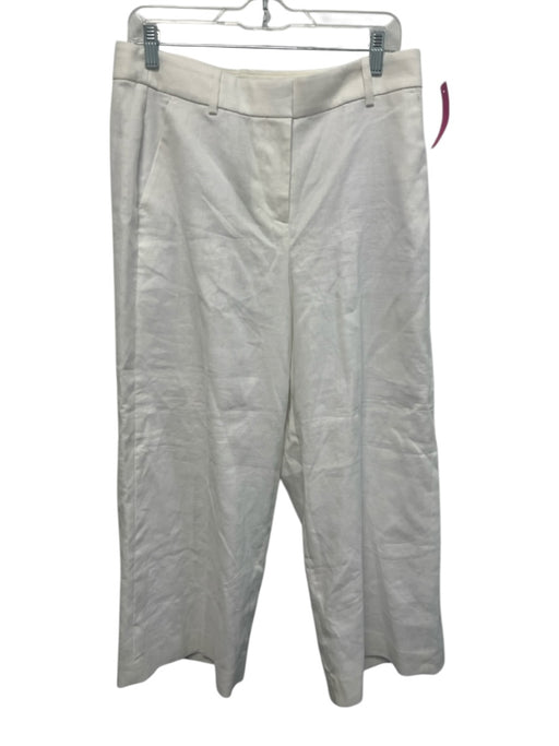 J Crew Size 8 White Linen & Polyester High Rise Trouser Straight Pants White / 8