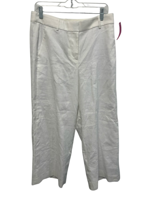 J Crew Size 8 White Linen & Polyester High Rise Trouser Straight Pants White / 8