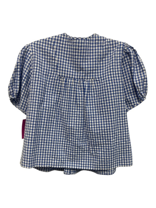 Rachel Comey Size 10 Blue & White Cotton Short Sleeve Gingham Button Up Top Blue & White / 10