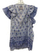 Bell by Alicia Bell Size M Blue & White Cotton & Silk Ruffle Cap Sleeve Top Blue & White / M