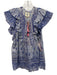 Bell by Alicia Bell Size M Blue & White Cotton & Silk Ruffle Cap Sleeve Top Blue & White / M