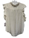 Frame Size L Cream White Silk Cap Sleeve Buttons Ruffle Top Cream White / L