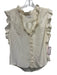 Frame Size L Cream White Silk Cap Sleeve Buttons Ruffle Top Cream White / L