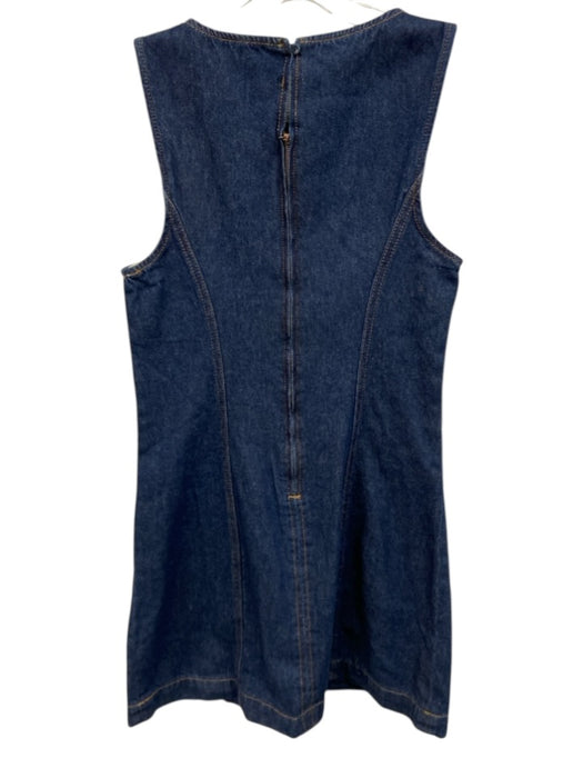 Reformation Size 2 Dark Wash Cotton Sleeveless Denim Pockets Midi Dress Dark Wash / 2