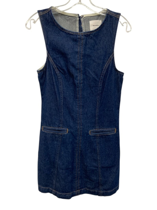 Reformation Size 2 Dark Wash Cotton Sleeveless Denim Pockets Midi Dress Dark Wash / 2