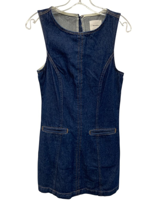 Reformation Size 2 Dark Wash Cotton Sleeveless Denim Pockets Midi Dress Dark Wash / 2