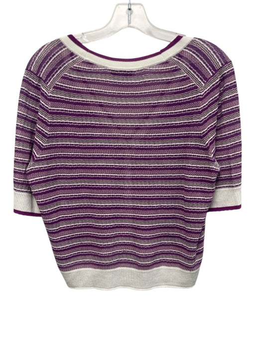 Veronica Beard Size M Purple, White, Green Viscose Short Sleeve Striped Top Purple, White, Green / M