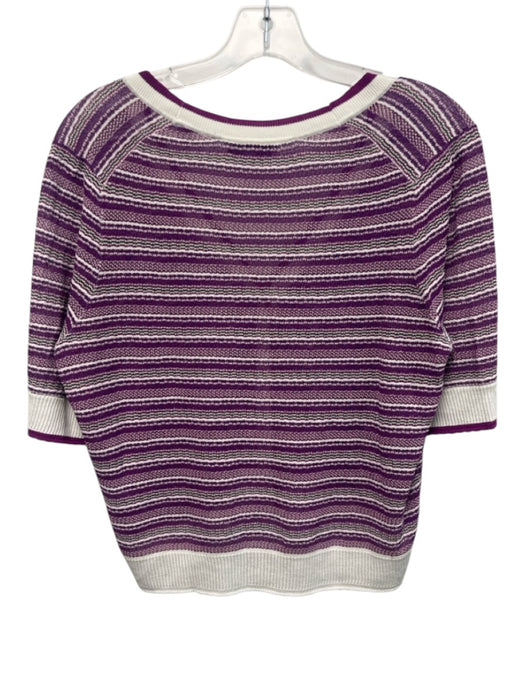 Veronica Beard Size M Purple, White, Green Viscose Short Sleeve Striped Top Purple, White, Green / M