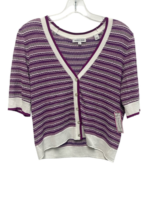 Veronica Beard Size M Purple, White, Green Viscose Short Sleeve Striped Top Purple, White, Green / M