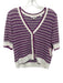 Veronica Beard Size M Purple, White, Green Viscose Short Sleeve Striped Top Purple, White, Green / M