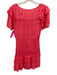 Loveshackfancy Size XS Pink Viscose Short Sleeve V Neck Striped Dress Pink / XS