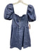 Reformation Size 2 Blue Linen Short Puff Sleeve Square Neck Above knee Dress Blue / 2