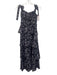 ASTR Size XS Purple & Navy Lyocell & Cotton Floral Tie Shoulder Tiered Dress Purple & Navy / XS