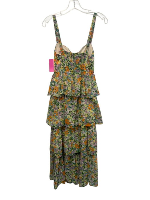 ASTR Size XS Green & Multi Polyester Floral Sleeveless Tiered Maxi Dress Green & Multi / XS