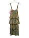 ASTR Size XS Green & Multi Polyester Floral Sleeveless Tiered Maxi Dress Green & Multi / XS