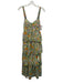 ASTR Size XS Green & Multi Polyester Floral Sleeveless Tiered Maxi Dress Green & Multi / XS