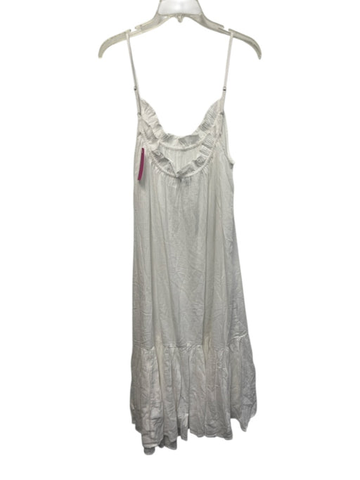 J. Crew Size M/L White Cotton Sleeveless flounce Ribbed Midi Dress White / M/L