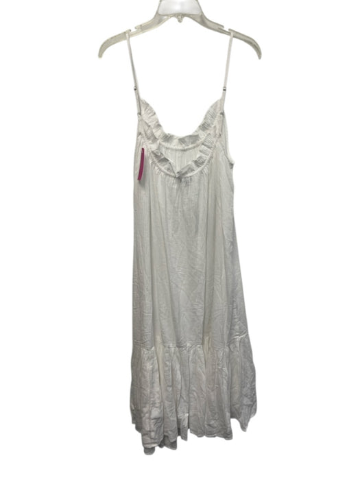 J. Crew Size M/L White Cotton Sleeveless flounce Ribbed Midi Dress White / M/L