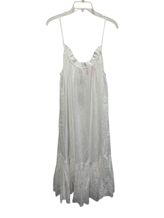J. Crew Size M/L White Cotton Sleeveless flounce Ribbed Midi Dress White / M/L