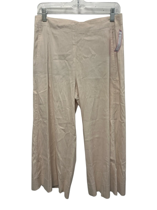 Vince Size 6 Cream White Linen & Rayon Trouser Wide Leg Back Zip Pants Cream White / 6