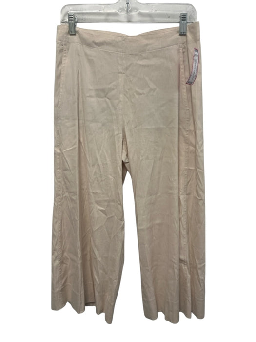 Vince Size 6 Cream White Linen & Rayon Trouser Wide Leg Back Zip Pants Cream White / 6