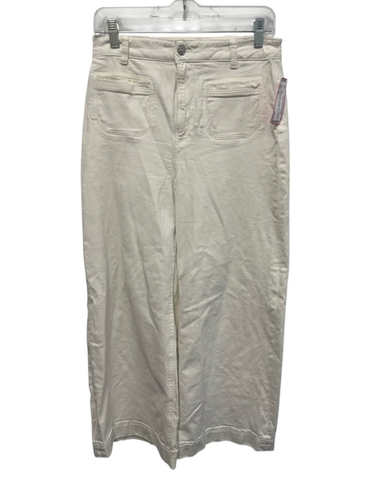 Paige Size 28 White Cotton Pockets Wide Leg High Rise Zip Fly Jeans White / 28