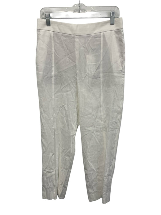 Vince Size M White Linen & Rayon Trouser Straight Elastic Band Pants White / M