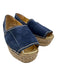 Prada Shoe Size 37 Blue & Gold Suede Espadrille Platform Peep Toe Sandals Blue & Gold / 37