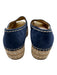 Prada Shoe Size 37 Blue & Gold Suede Espadrille Platform Peep Toe Sandals Blue & Gold / 37