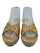 Jimmy Choo Shoe Size 38 Beige Patent Leather Espadrille Wedge Straps Sandals Beige / 38