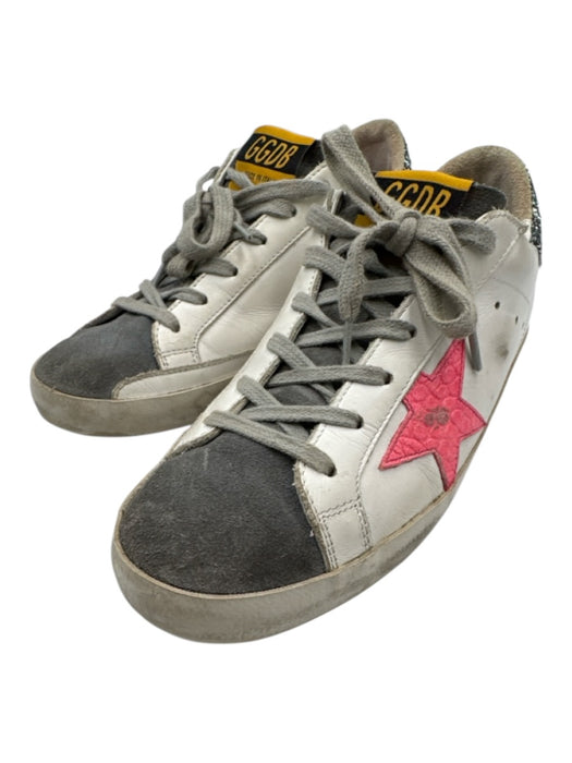 Golden Goose Shoe Size 37 White, Gray, Pink Leather Fabric Block Sneakers White, Gray, Pink / 37