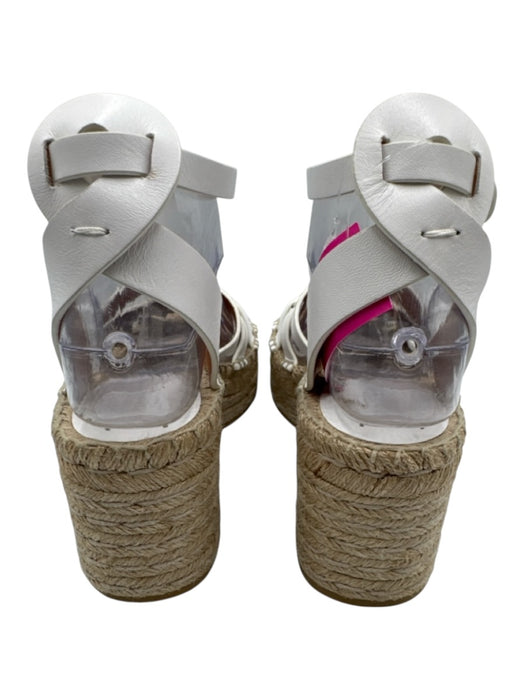 Clergerie Shoe Size 37 White & Brown Leather Espadrille Ankle Buckle Sandals White & Brown / 37