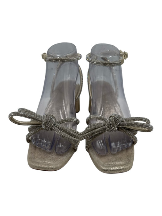 Loeffler Randall Shoe Size 7.5 Gold & Silver Leather Rhinestone Bows Sandals Gold & Silver / 7.5