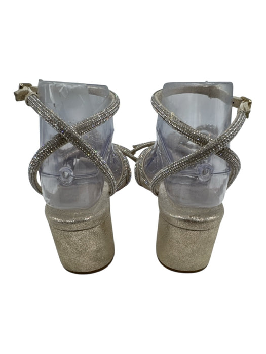 Loeffler Randall Shoe Size 7.5 Gold & Silver Leather Rhinestone Bows Sandals Gold & Silver / 7.5