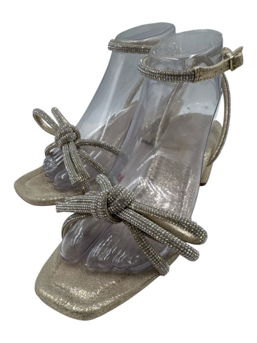 Loeffler Randall Shoe Size 7.5 Gold & Silver Leather Rhinestone Bows Sandals Gold & Silver / 7.5