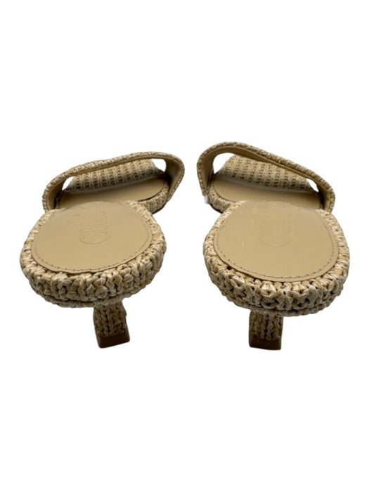 Cult Gaia Shoe Size 37 Beige Raffia Kitten Heel Woven Square Toe Sandals Beige / 37