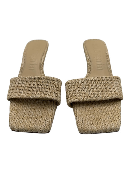 Cult Gaia Shoe Size 37 Beige Raffia Kitten Heel Woven Square Toe Sandals Beige / 37