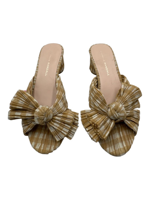Loeffler Randall Shoe Size 7 Beige & White Fabric Ruffle Bow Detail Sandals Beige & White / 7
