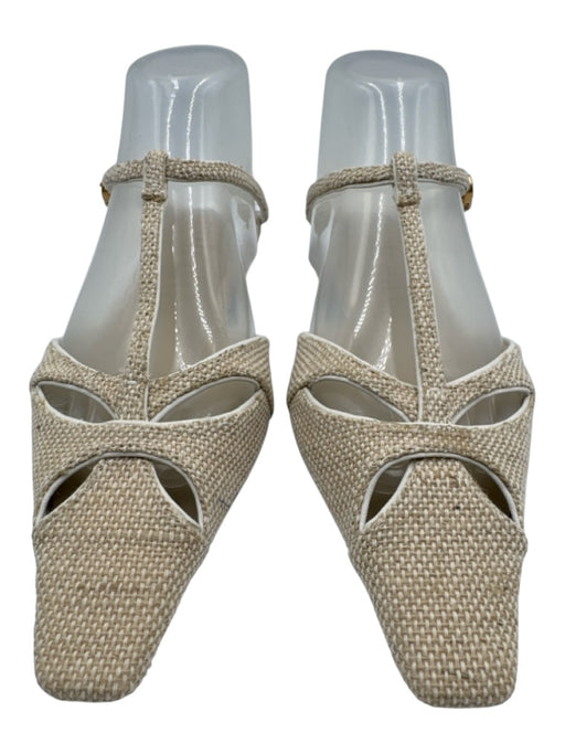 Cult Gaia Shoe Size 37 Beige Raffia Flat Woven Pointed Square Toe Sandals Beige / 37