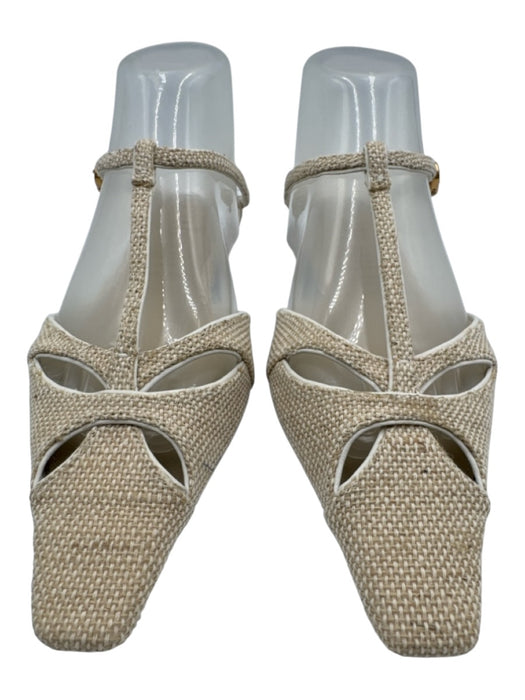 Cult Gaia Shoe Size 37 Beige Raffia Flat Woven Pointed Square Toe Sandals Beige / 37