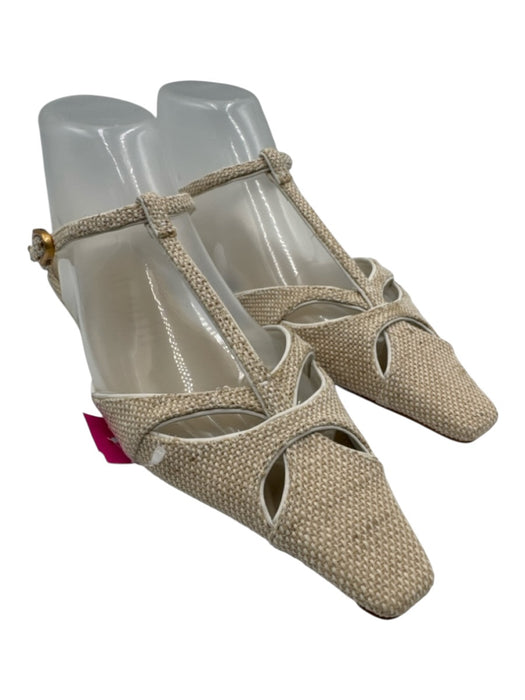 Cult Gaia Shoe Size 37 Beige Raffia Flat Woven Pointed Square Toe Sandals Beige / 37