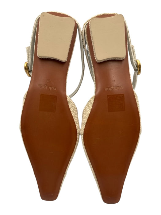 Cult Gaia Shoe Size 37 Beige Raffia Flat Woven Pointed Square Toe Sandals Beige / 37