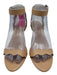 Loeffler Randall Shoe Size 7 Beige Leather open toe Ankle Strap Stiletto Sandals Beige / 7