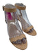 Loeffler Randall Shoe Size 7 Beige Leather open toe Ankle Strap Stiletto Sandals Beige / 7