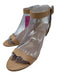 Loeffler Randall Shoe Size 7 Beige Leather open toe Ankle Strap Stiletto Sandals Beige / 7