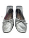 Schutz Shoe Size 7 Silver Leather Shiny Bow Detail Detail Flats Silver / 7