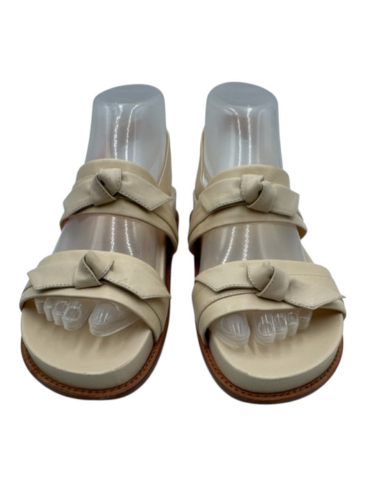 Alexandre Birman Shoe Size 37 Butter Cream Leather Bow detail Flat Sandals Butter Cream / 37