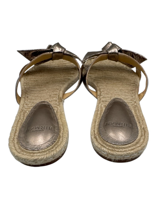 Alexandre Birman Shoe Size 37.5 Gold & Beige Leather Bow detail Raffia Sandals Gold & Beige / 37.5